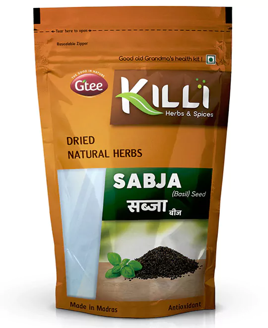 KILLI Basil | Thiruneetrupachilai | Sabja Seed, 100g