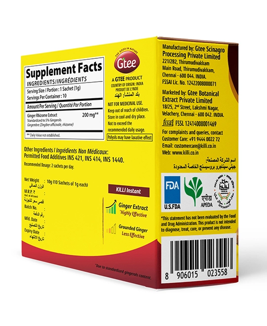 KILLI Ginger Instant Extract, 10 Sachets