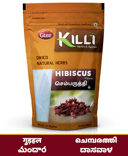 KILLI Hibiscus | Sembaruthi | Gudhal | Chembarathi | Mandara | Dasavala Flower, 60g