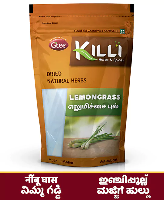 KILLI Lemongrass | Elumichaipul | Nimbughaas | Inchi pullu | Nimma gaddi | Majjige hullu, 60g